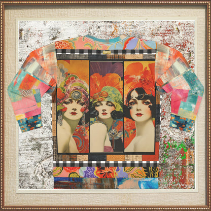Flapper Girl in Triplicate Mid-Weight Polyester Unisex Sweatshirt (Gold Label)