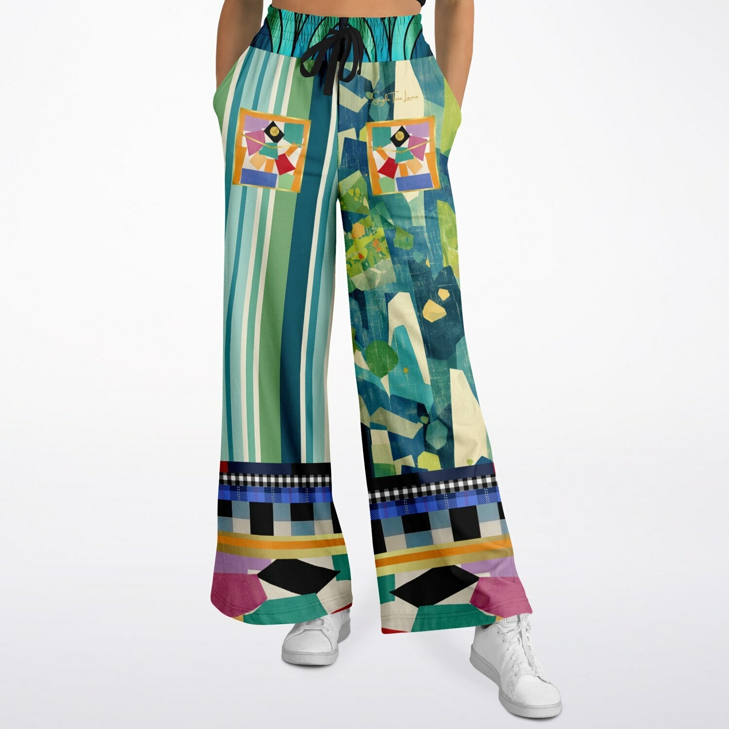 Interior Salon with Forget-Me-Nots Sarsaparilla Eco-Poly Wide Leg Pants