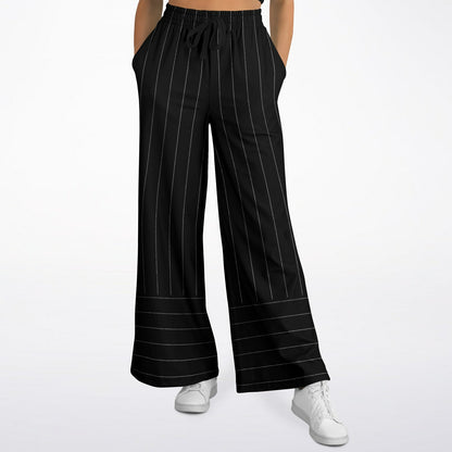 Pinstripes in Ebony &amp; Smoke Eco-Poly Wide Leg Pants