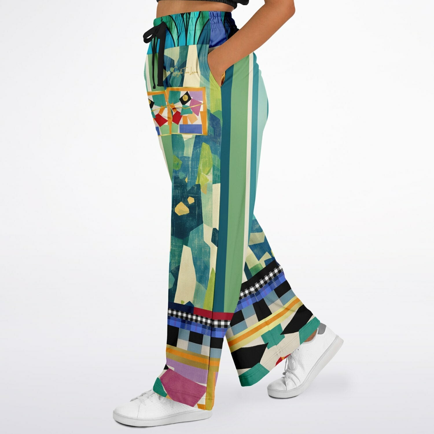 Interior Salon with Forget-Me-Nots Sarsaparilla Eco-Poly Wide Leg Pants