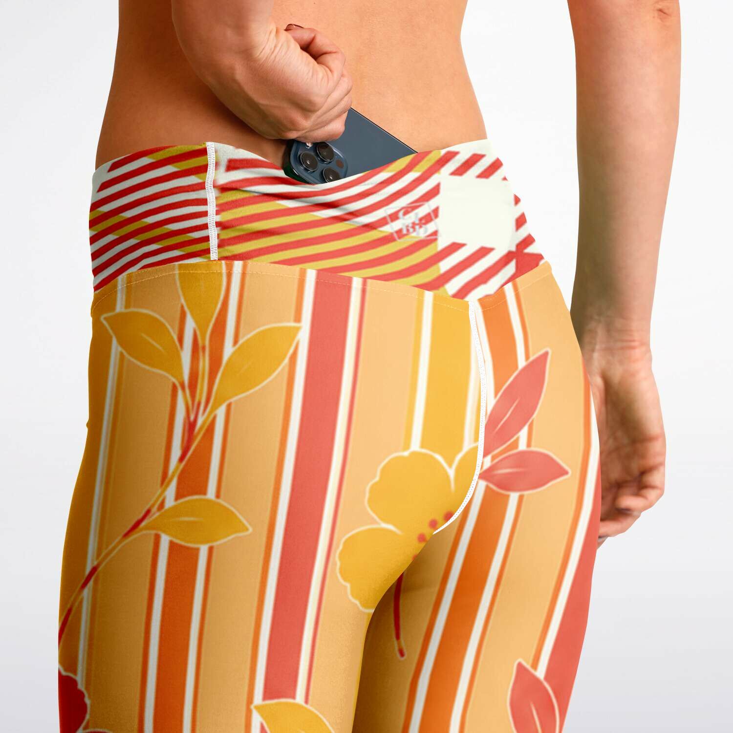 Salsa Time Golden Floral Stripe Flare Leggings