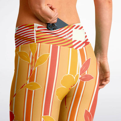 Salsa Time Golden Floral Stripe Flare Leggings