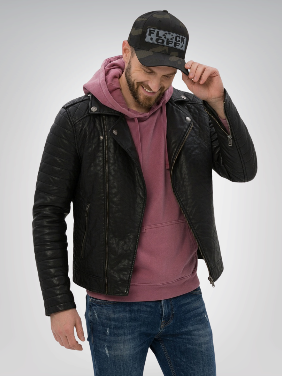 Flock Off Structured Twill Dad Hat with Elastic Back