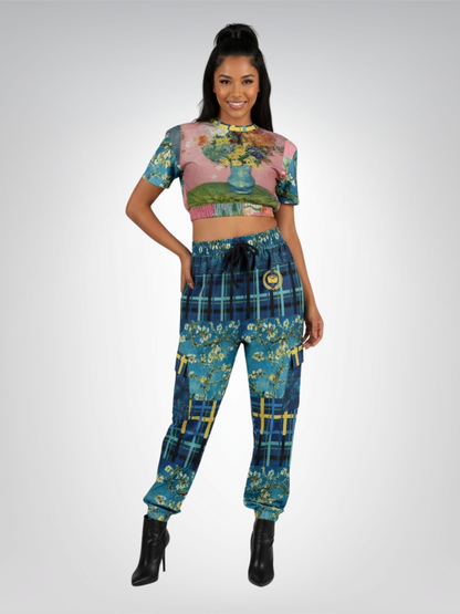 Flowers in Blue Vase - Van Gogh Eco-Poly Cargo Joggers