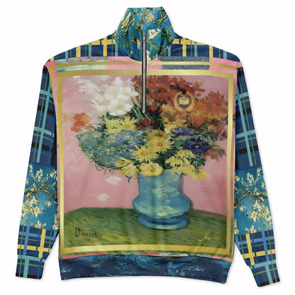 Flowers in Blue Vase - Van Gogh Heavyweight Oversized Quarter Zip Sweatshirt