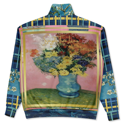 Flowers in Blue Vase - Van Gogh Heavyweight Oversized Quarter Zip Sweatshirt