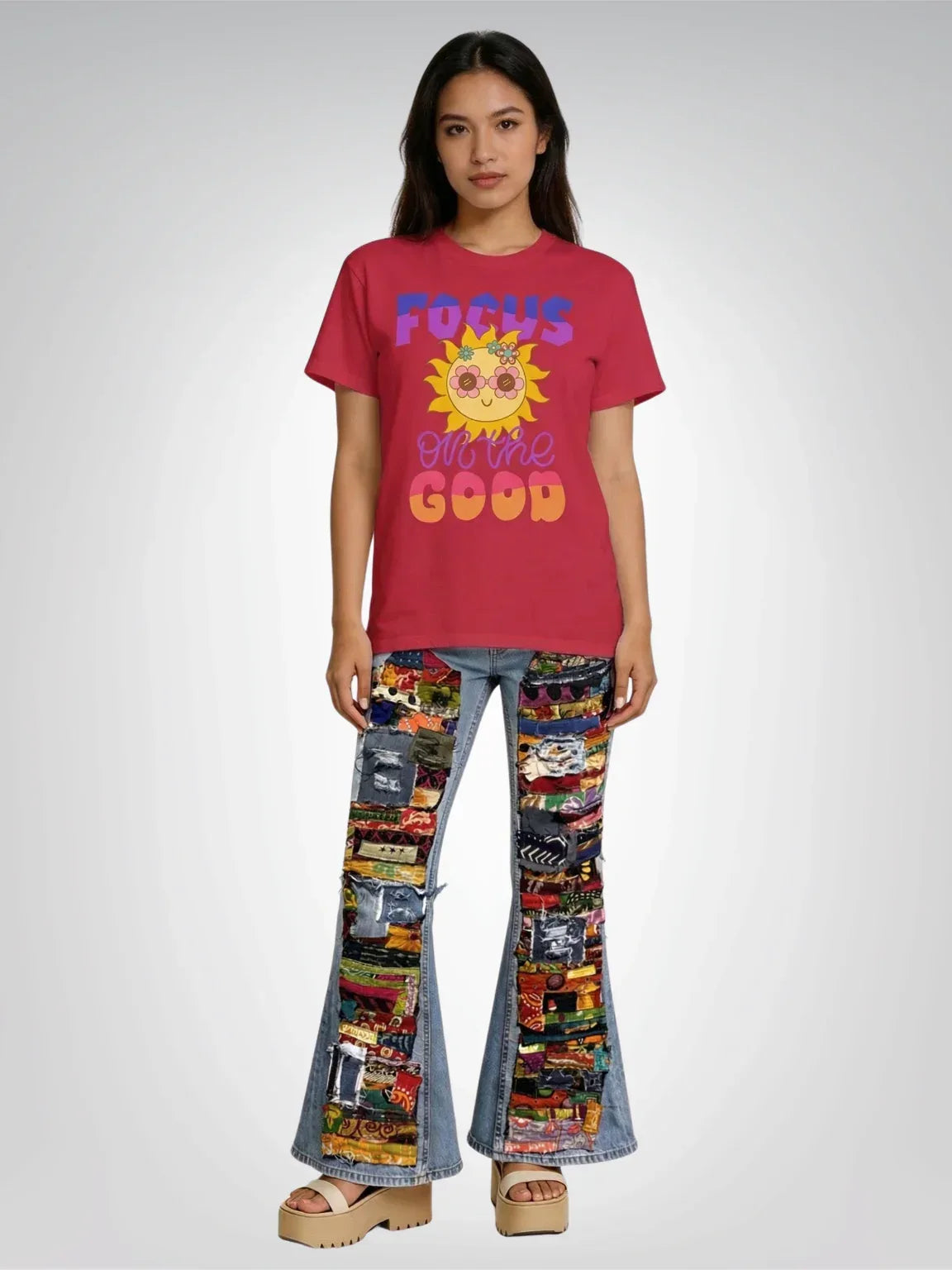 Focus On The Good - Sunshiney Face Heavyweight Unisex Tee
