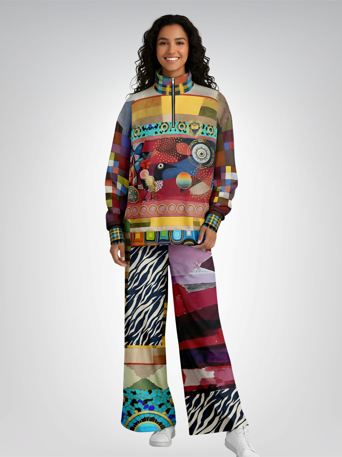 Forest Fowl in the Garden of Eden Heavyweight Oversized Quarter Zip Sweatshirt