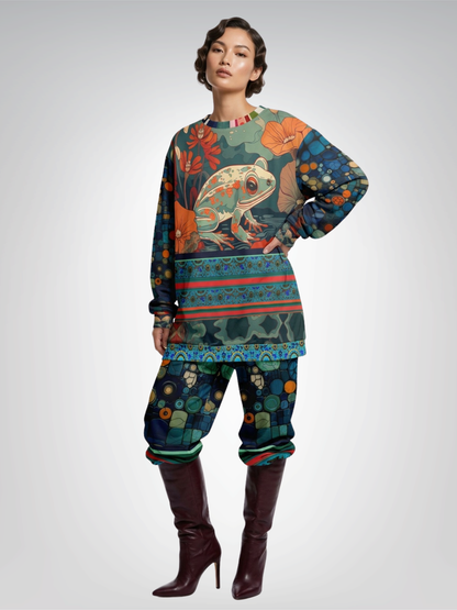 Frog on Koi Pond Art Nouveau Style Unisex Sweatshirt (Gold Label)