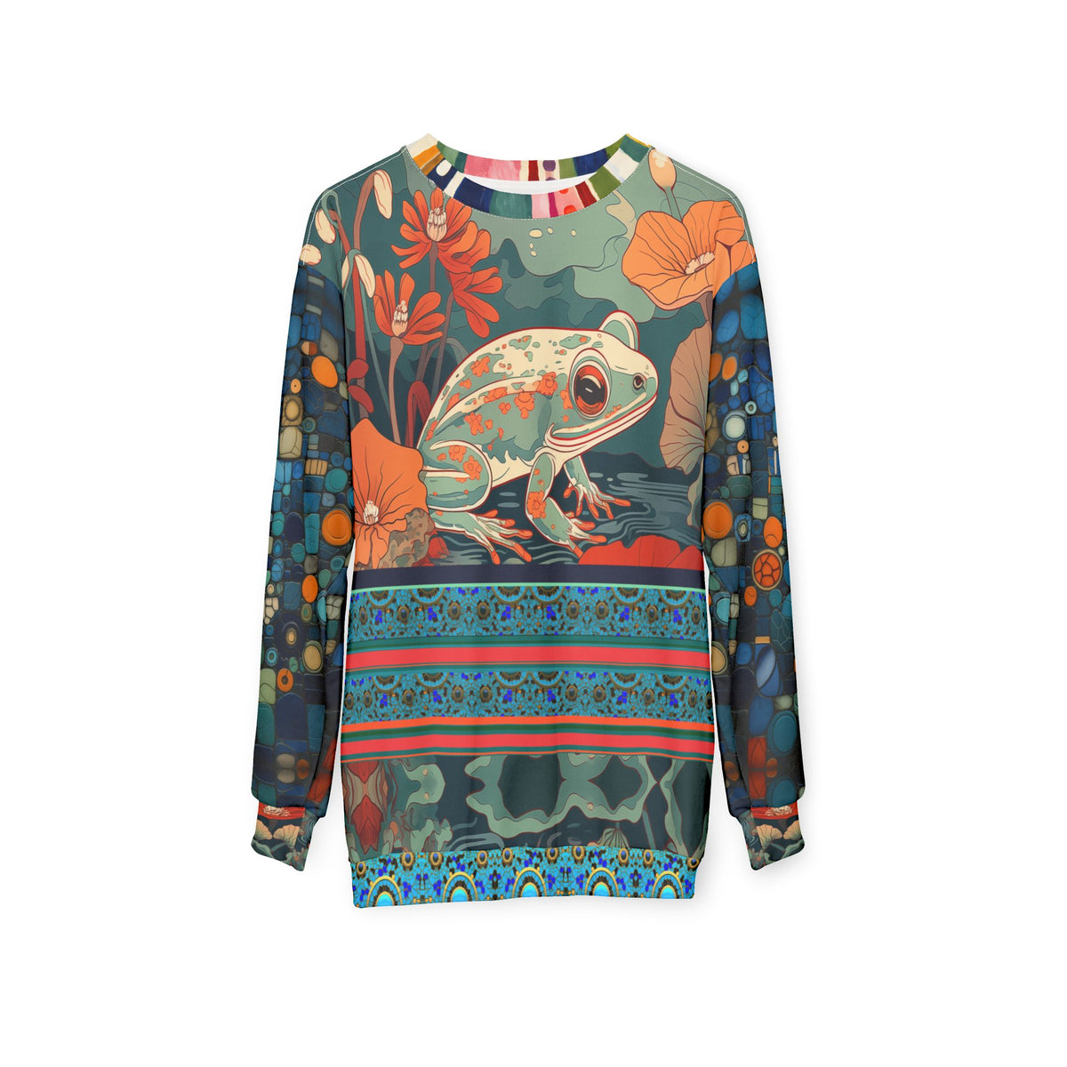 Frog on Koi Pond Art Nouveau Style Unisex Sweatshirt (Gold Label)