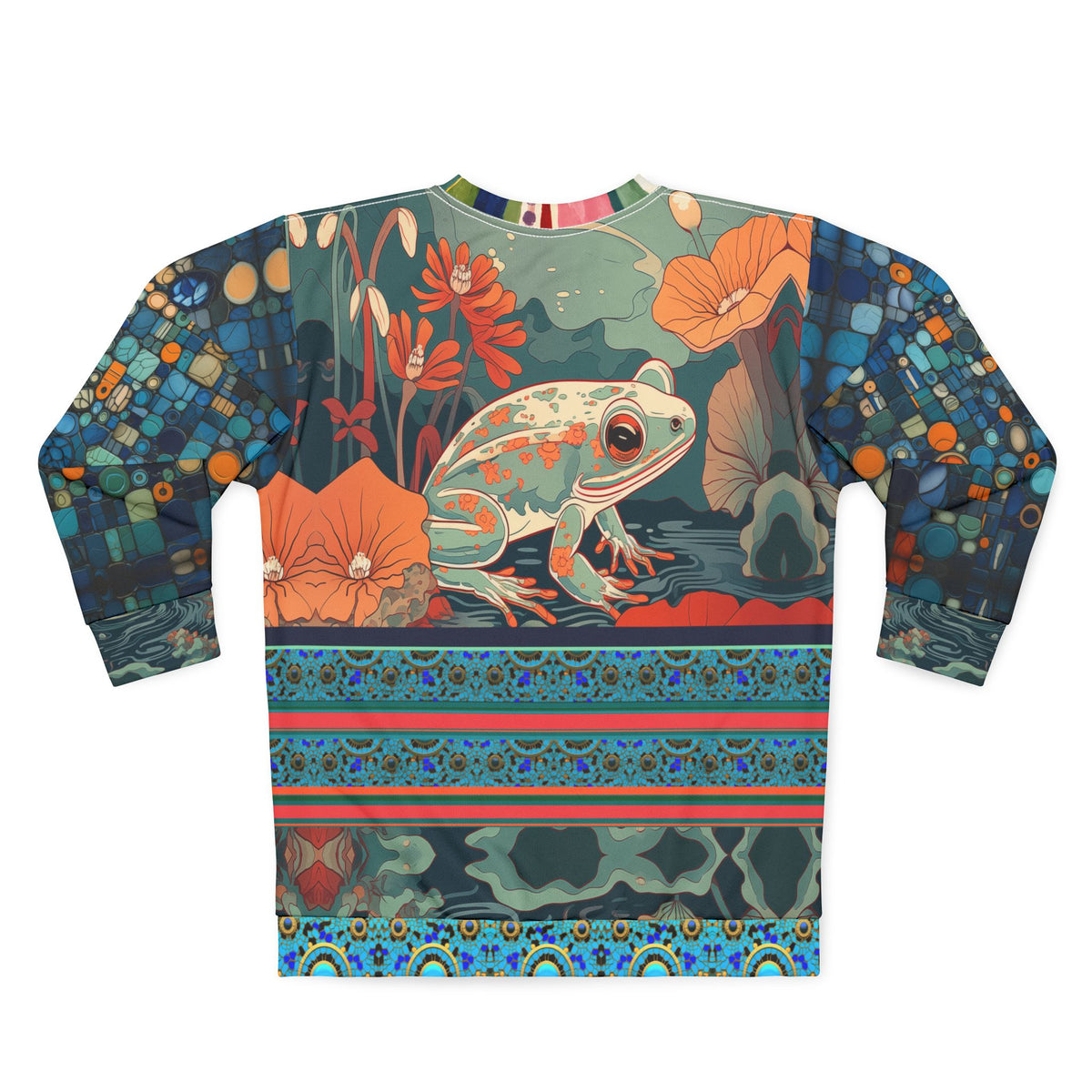 Frog on Koi Pond Art Nouveau Style Unisex Sweatshirt (Gold Label)