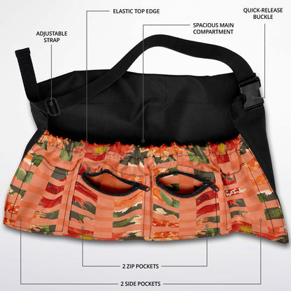 Tangerine Trellis in Coral Bloom Floral Garden Harvest Bag