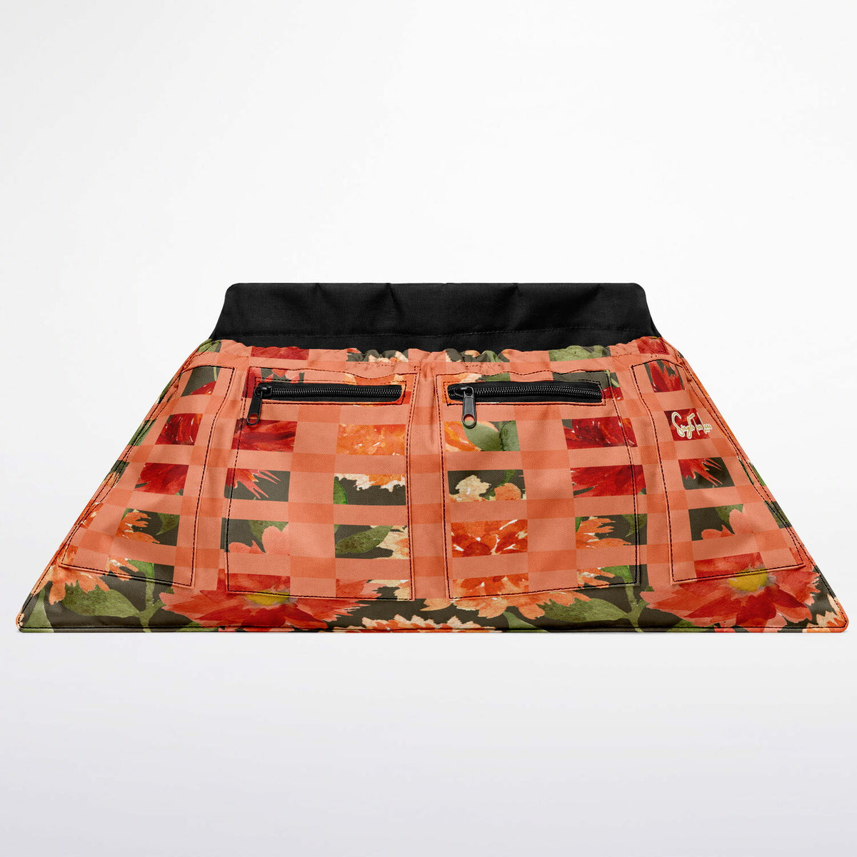 Tangerine Trellis in Coral Bloom Floral Garden Harvest Bag
