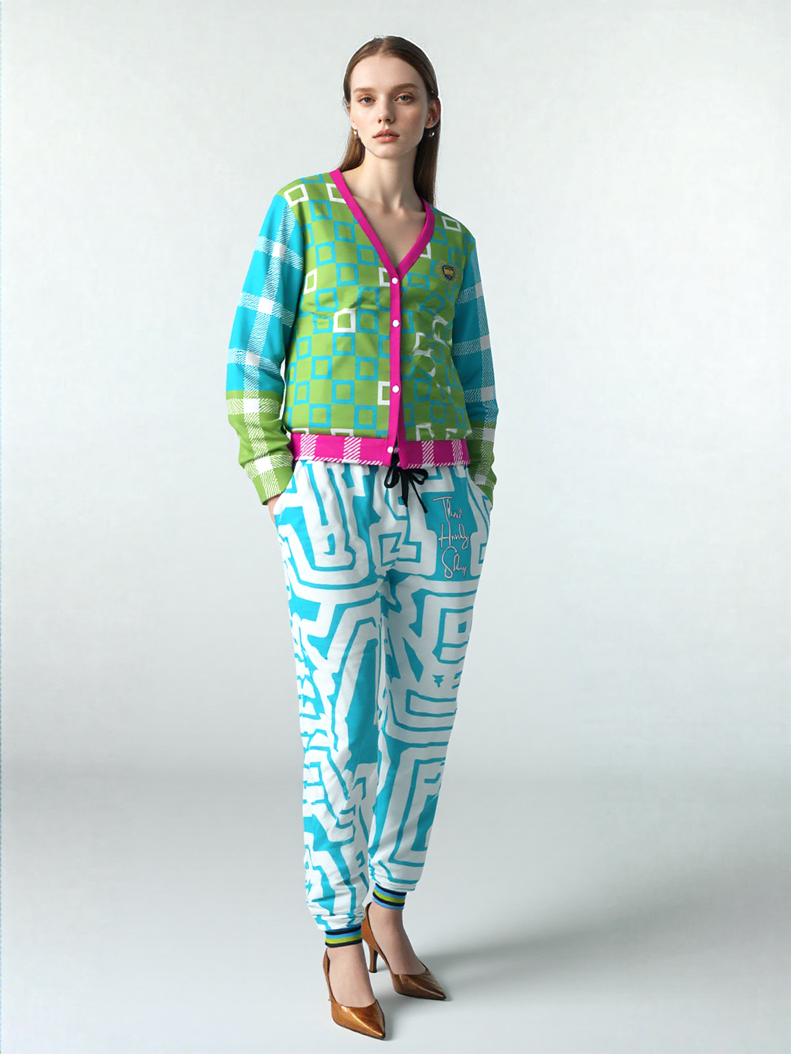 THS 1976 CA Monogram in Bahamian Blue Eco-Poly Unisex Joggers