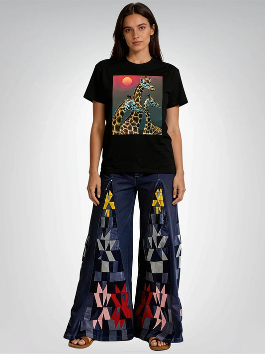 Giraffes on the Savanna - Straight Outta Africa - Heavyweight Unisex Tee