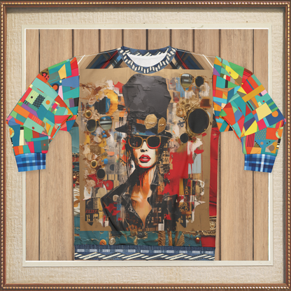 Girl in Chapeau Reflections Patchwork Unisex Sweatshirt (Gold Label)