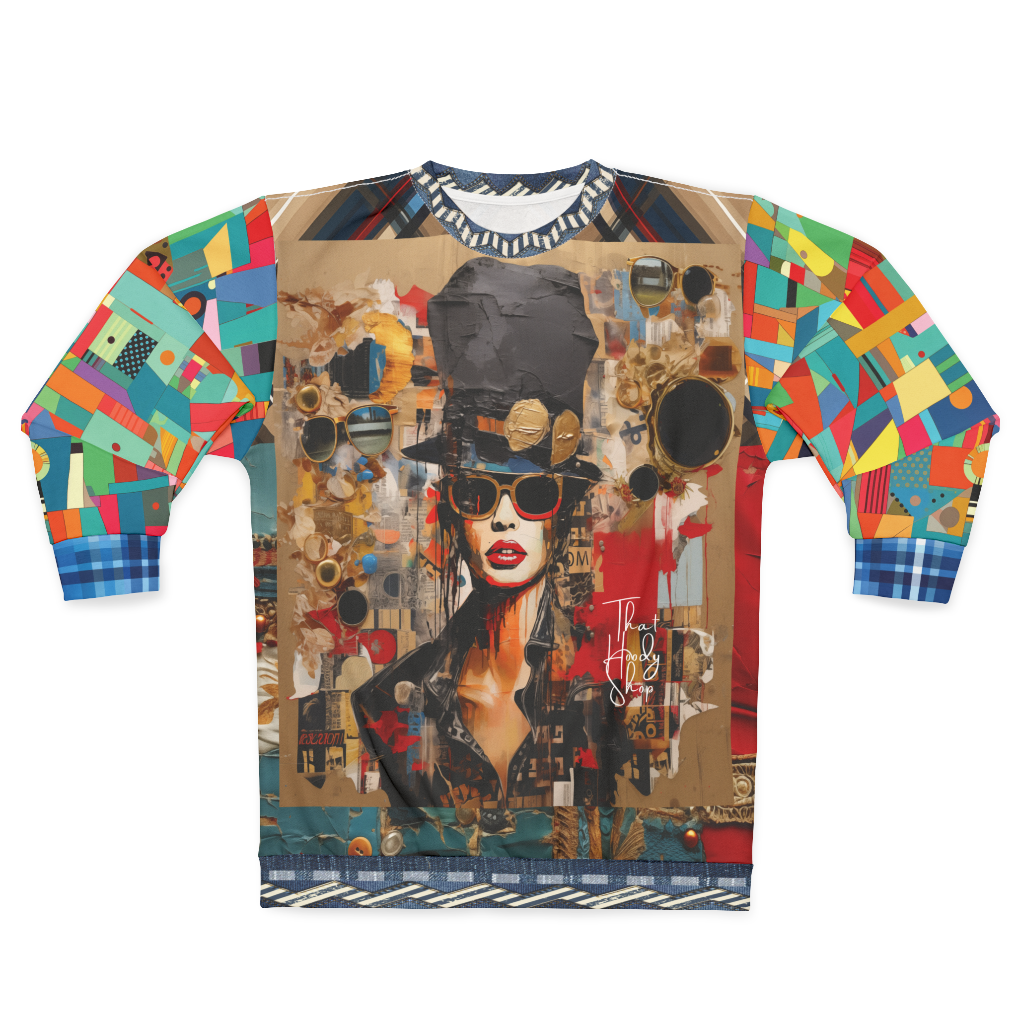 Girl in Chapeau Reflections Patchwork Unisex Sweatshirt (Gold Label)