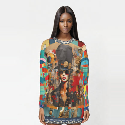 Girl in Chapeau Reflections Patchwork Unisex Sweatshirt (Gold Label)
