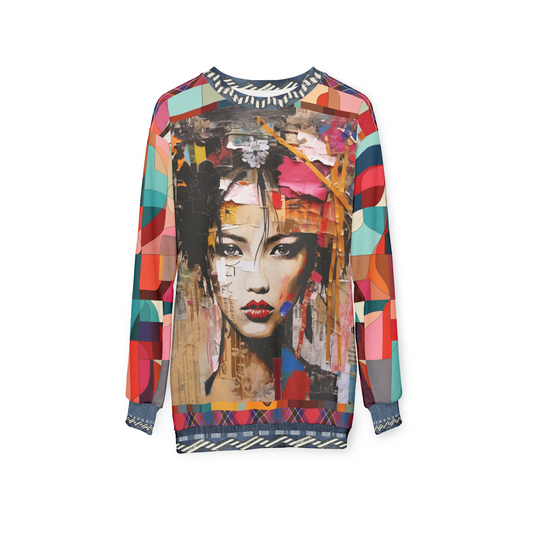 Girl in Exotic Collage Patchwork Unisex Sweatshirt (Gold Label)