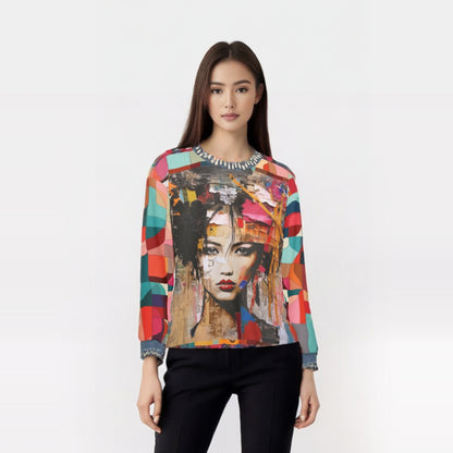Girl in Exotic Collage Patchwork Unisex Sweatshirt (Gold Label)