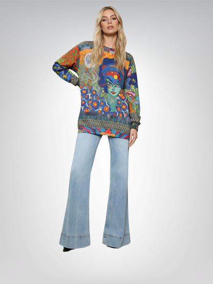 Goddess of the Seven Sisters Floral Print Unisex Sweatshirt (Gold Label)