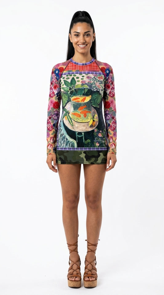 Gold Fish in Garden Splendor Women's Rash Guard - Matisse
