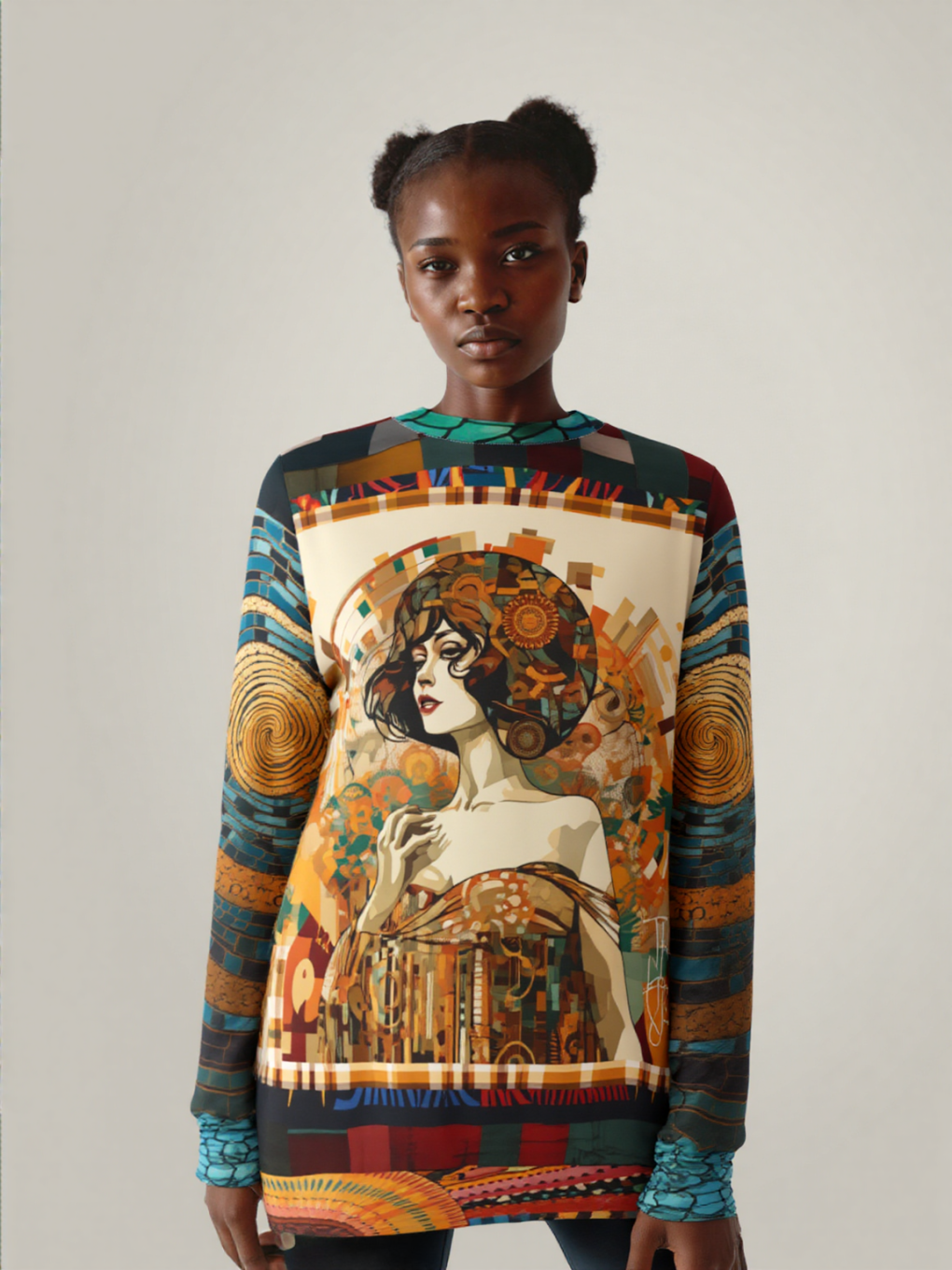 Golden Girl of Flapping Mosaic Print Unisex Sweatshirt (Gold Label)