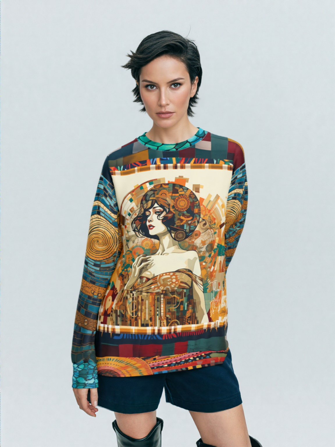 Golden Girl of Flapping Mosaic Print Unisex Sweatshirt (Gold Label)