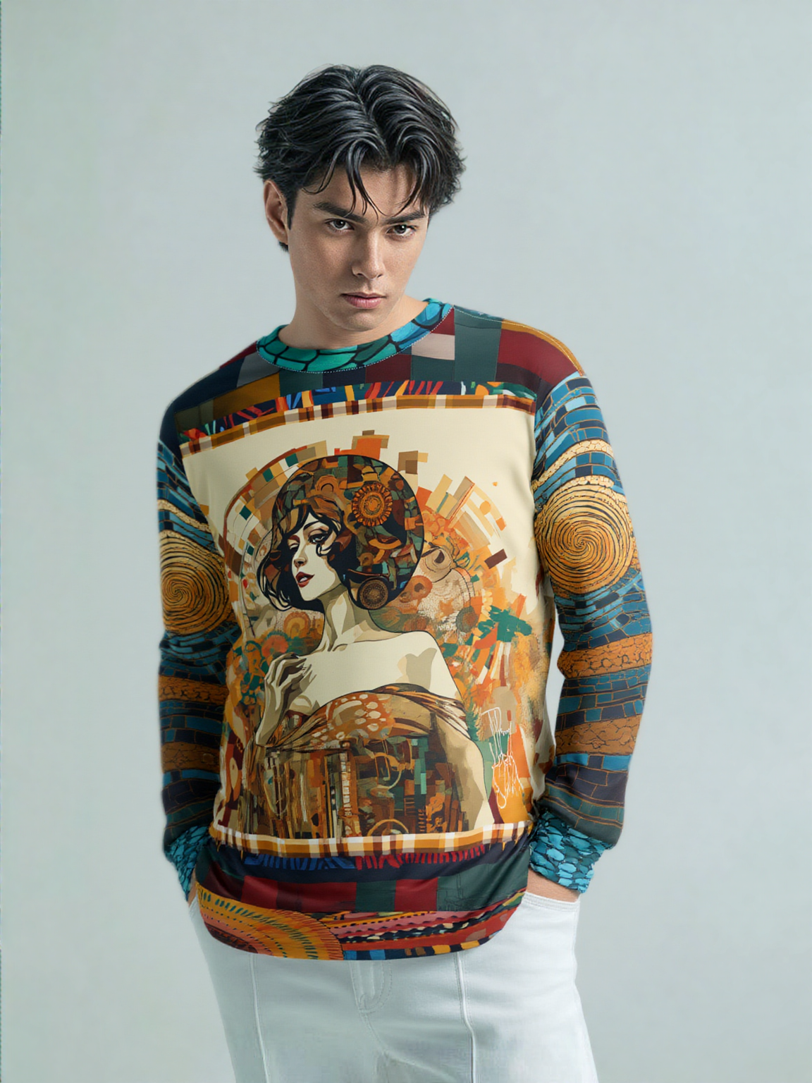 Golden Girl of Flapping Mosaic Print Unisex Sweatshirt (Gold Label)