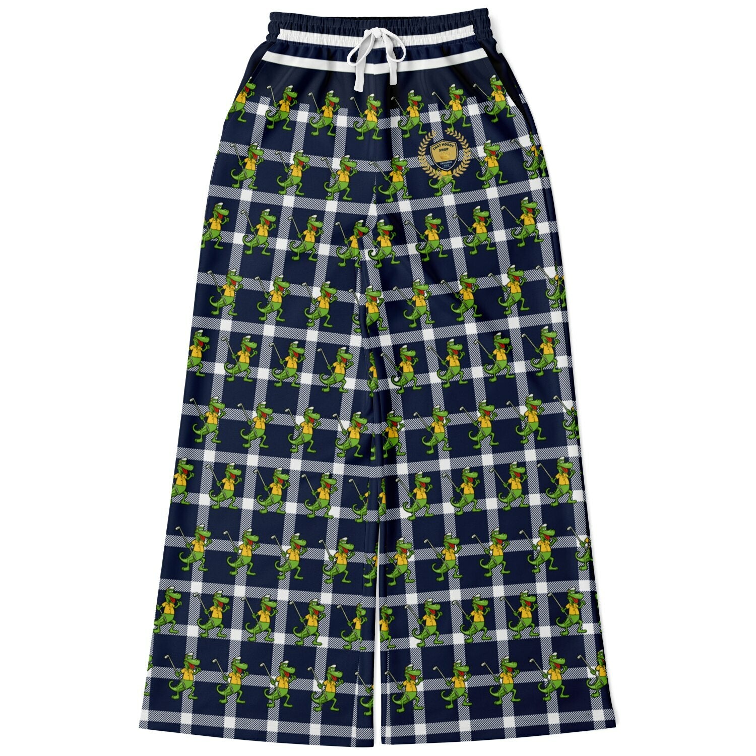 Gator Goes Golfing in Plaid Eco-Poly Wide Leg Pants