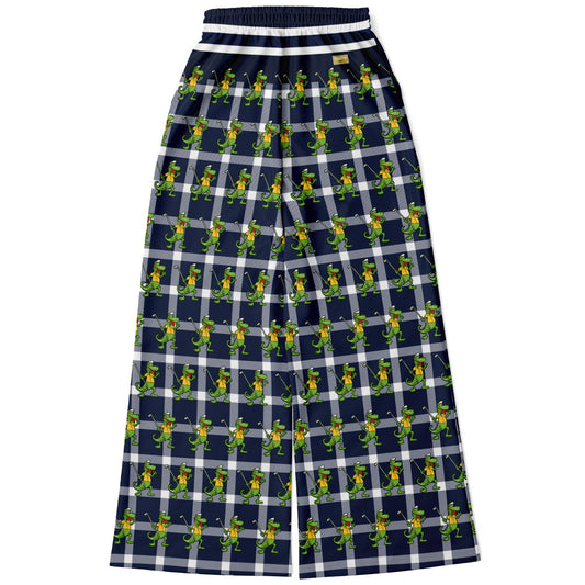 Gator Goes Golfing in Plaid Eco-Poly Wide Leg Pants