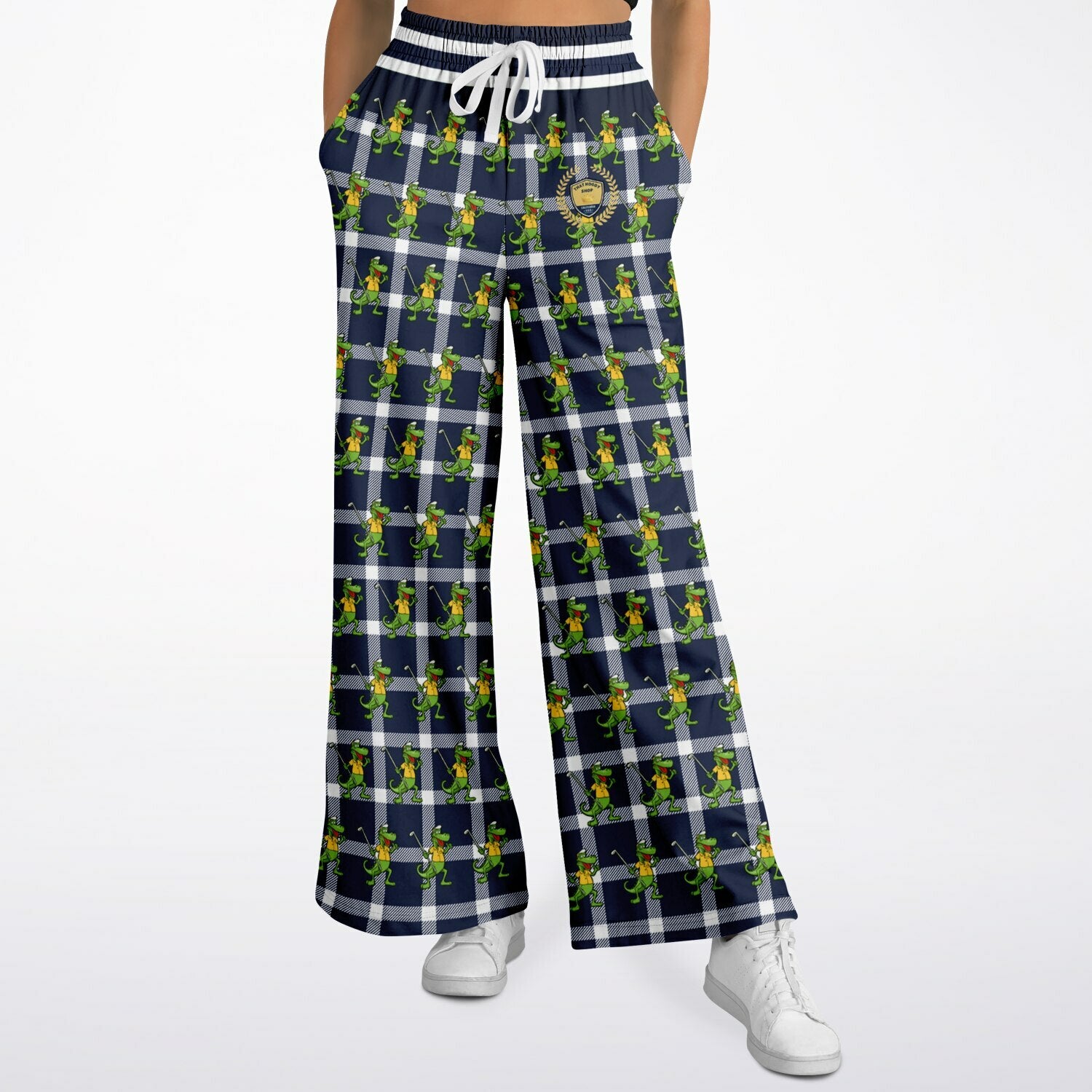 Gator Goes Golfing in Plaid Eco-Poly Wide Leg Pants