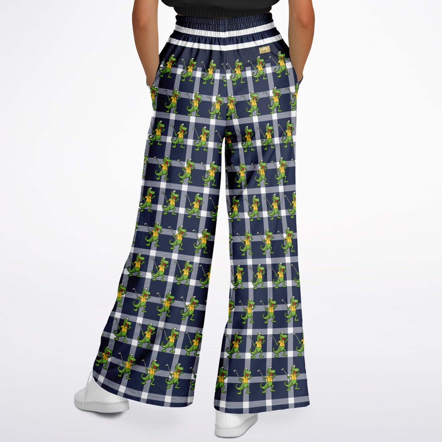 Gator Goes Golfing in Plaid Eco-Poly Wide Leg Pants