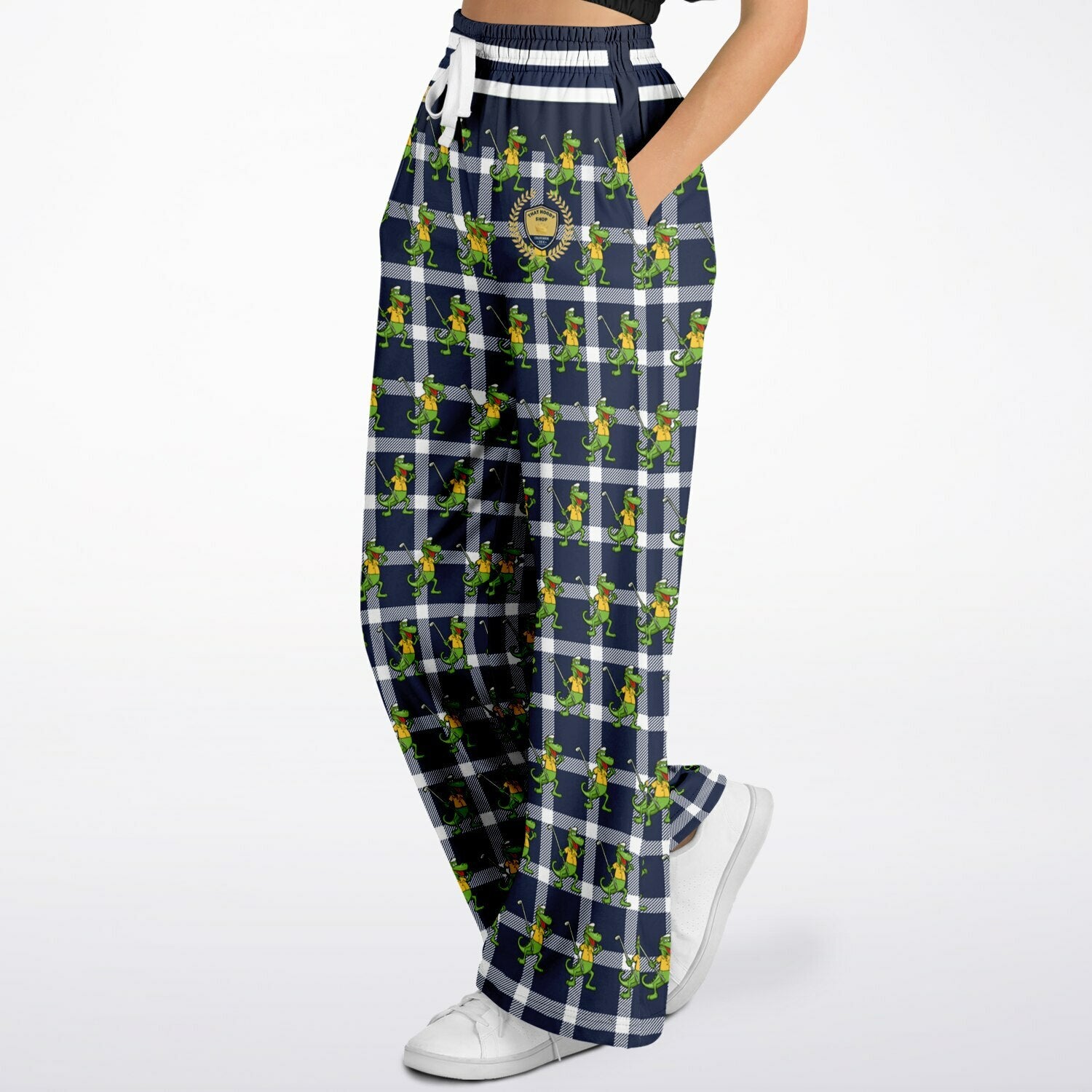 Gator Goes Golfing in Plaid Eco-Poly Wide Leg Pants