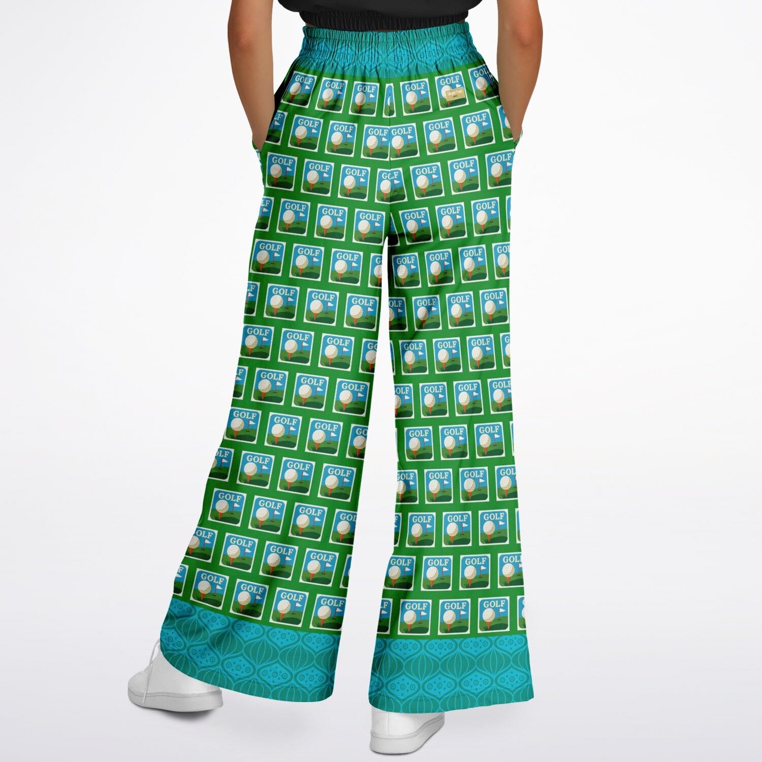 Golf - Hole in One in Green with Chinese Lantern Eco-Poly Wide Leg Pants