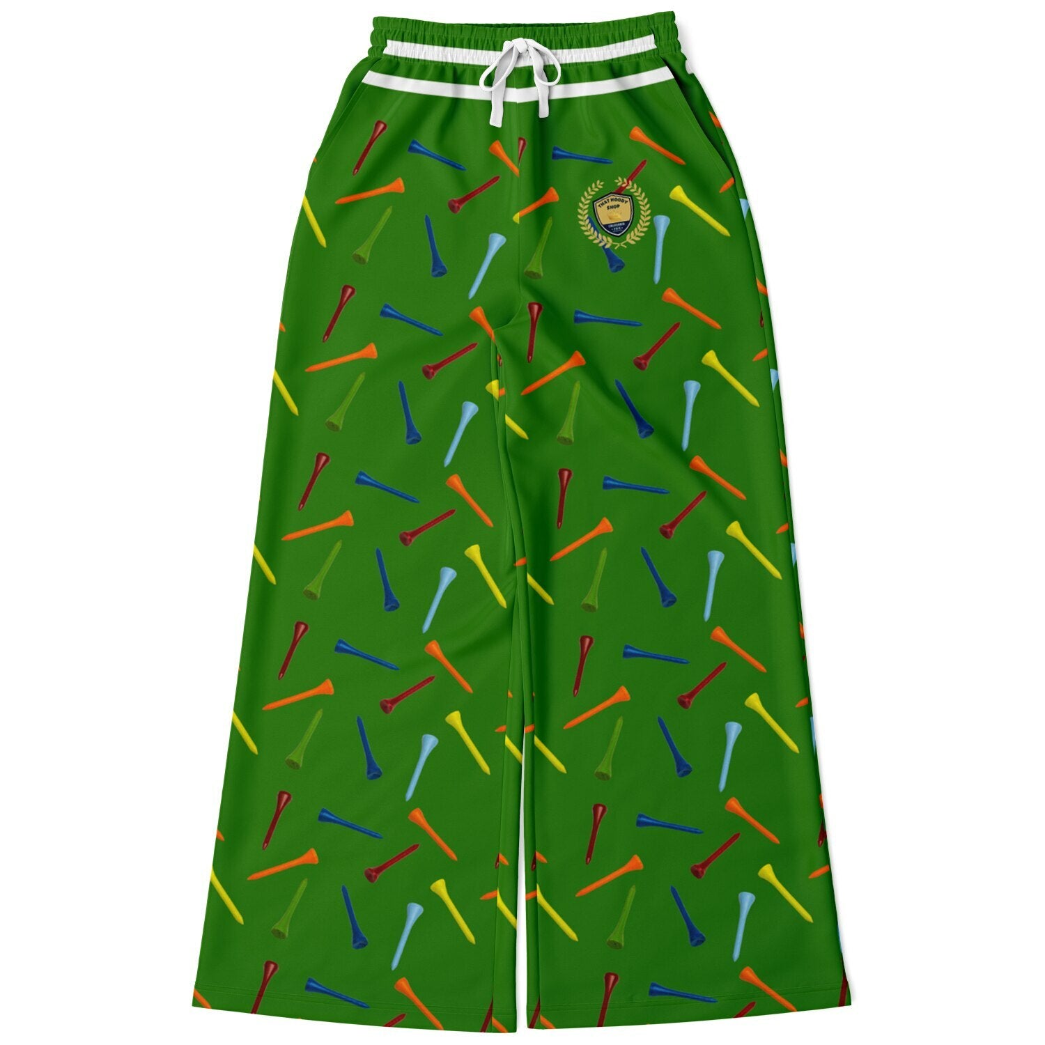 Golf Tee Time in Green Eco-Poly Wide Leg Pants