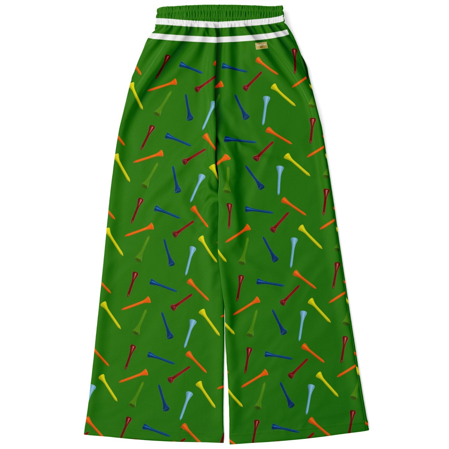 Golf Tee Time in Green Eco-Poly Wide Leg Pants
