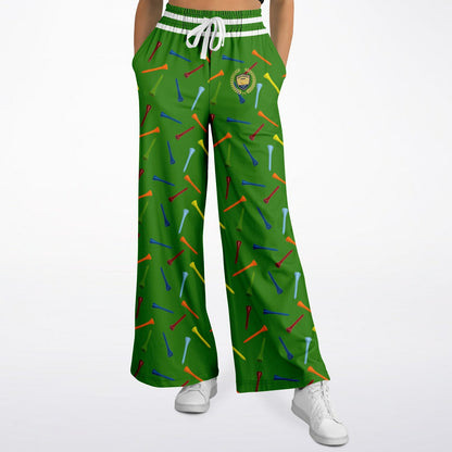 Golf Tee Time in Green Eco-Poly Wide Leg Pants
