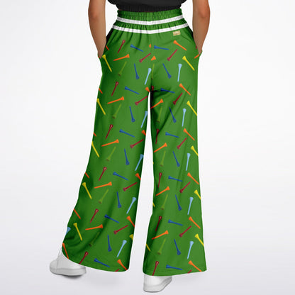 Golf Tee Time in Green Eco-Poly Wide Leg Pants