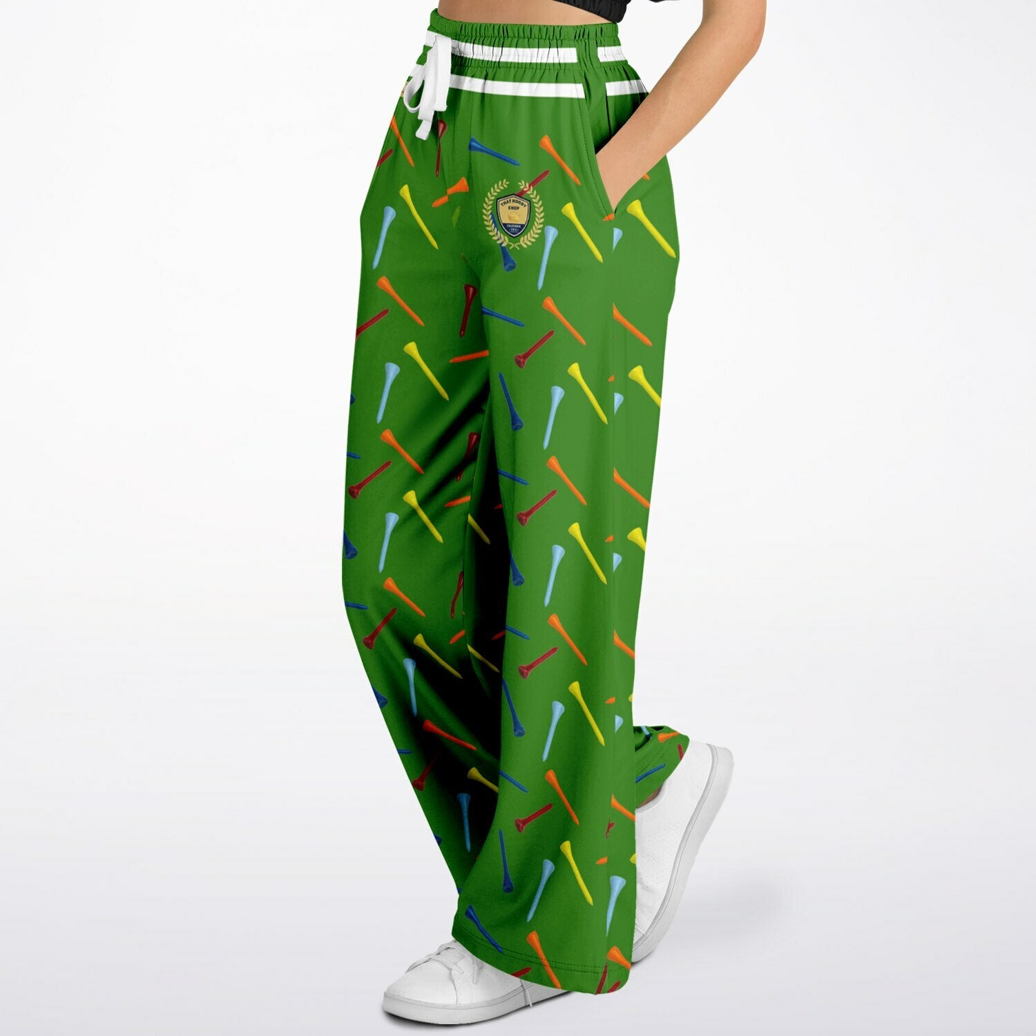 Golf Tee Time in Green Eco-Poly Wide Leg Pants