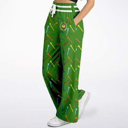 Golf Tee Time in Green Eco-Poly Wide Leg Pants