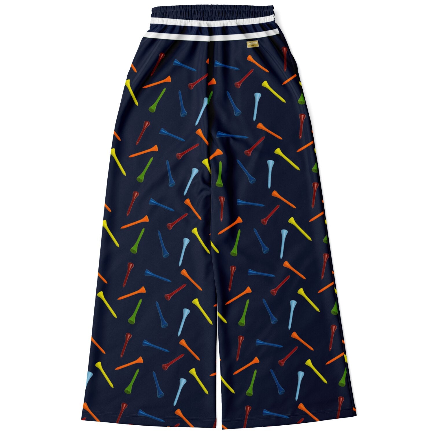 Golf Tee Time in Navy Blue Eco-Poly Wide Leg Pants