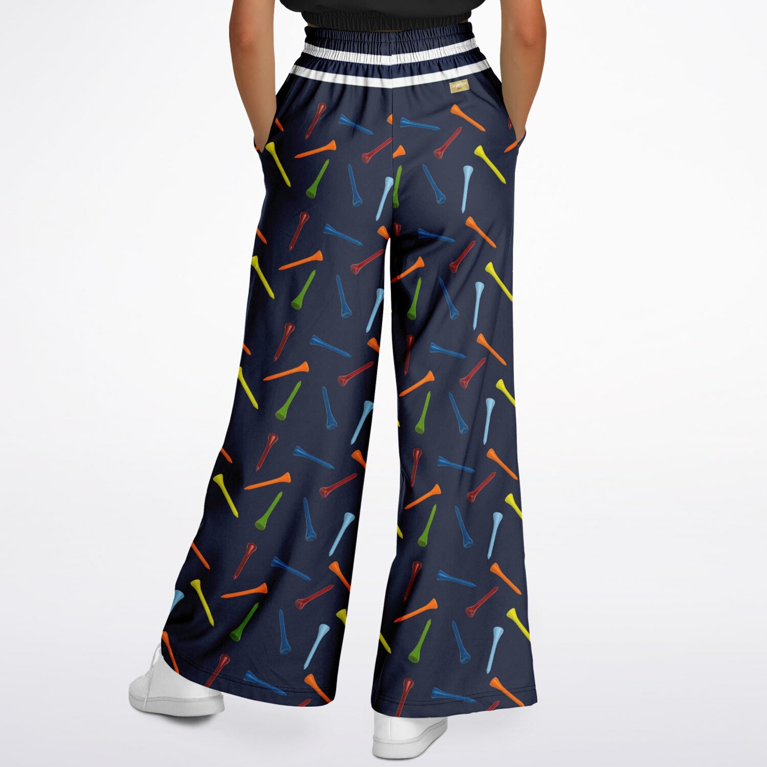 Golf Tee Time in Navy Blue Eco-Poly Wide Leg Pants