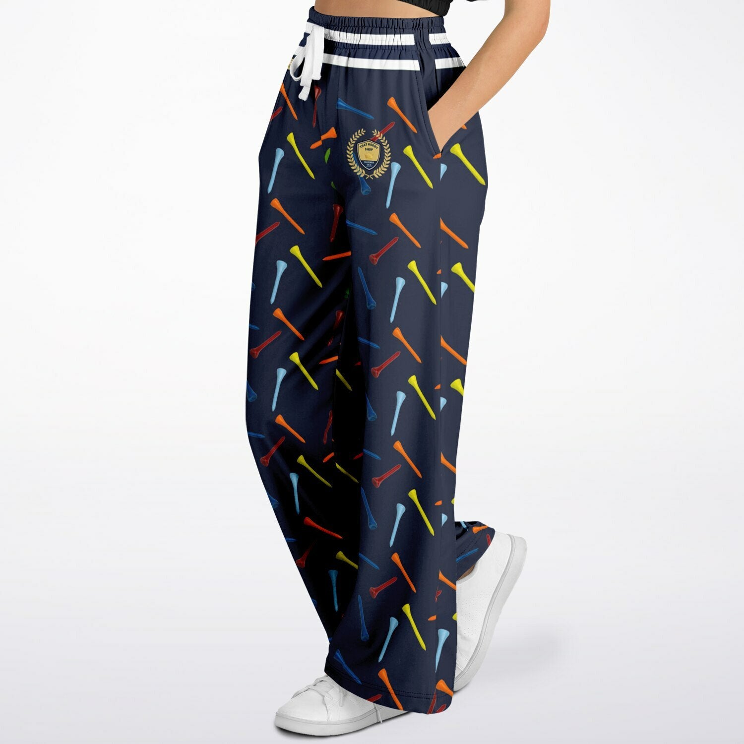Golf Tee Time in Navy Blue Eco-Poly Wide Leg Pants