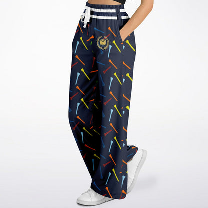 Golf Tee Time in Navy Blue Eco-Poly Wide Leg Pants