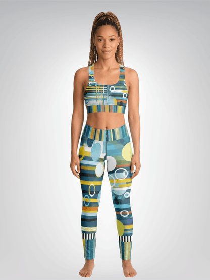 Greek Isles Blue Geometric Flare Leggings