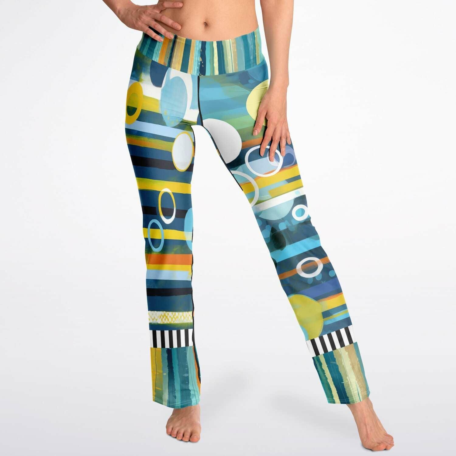 Greek Isles Blue Geometric Flare Leggings