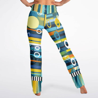Greek Isles Blue Geometric Flare Leggings