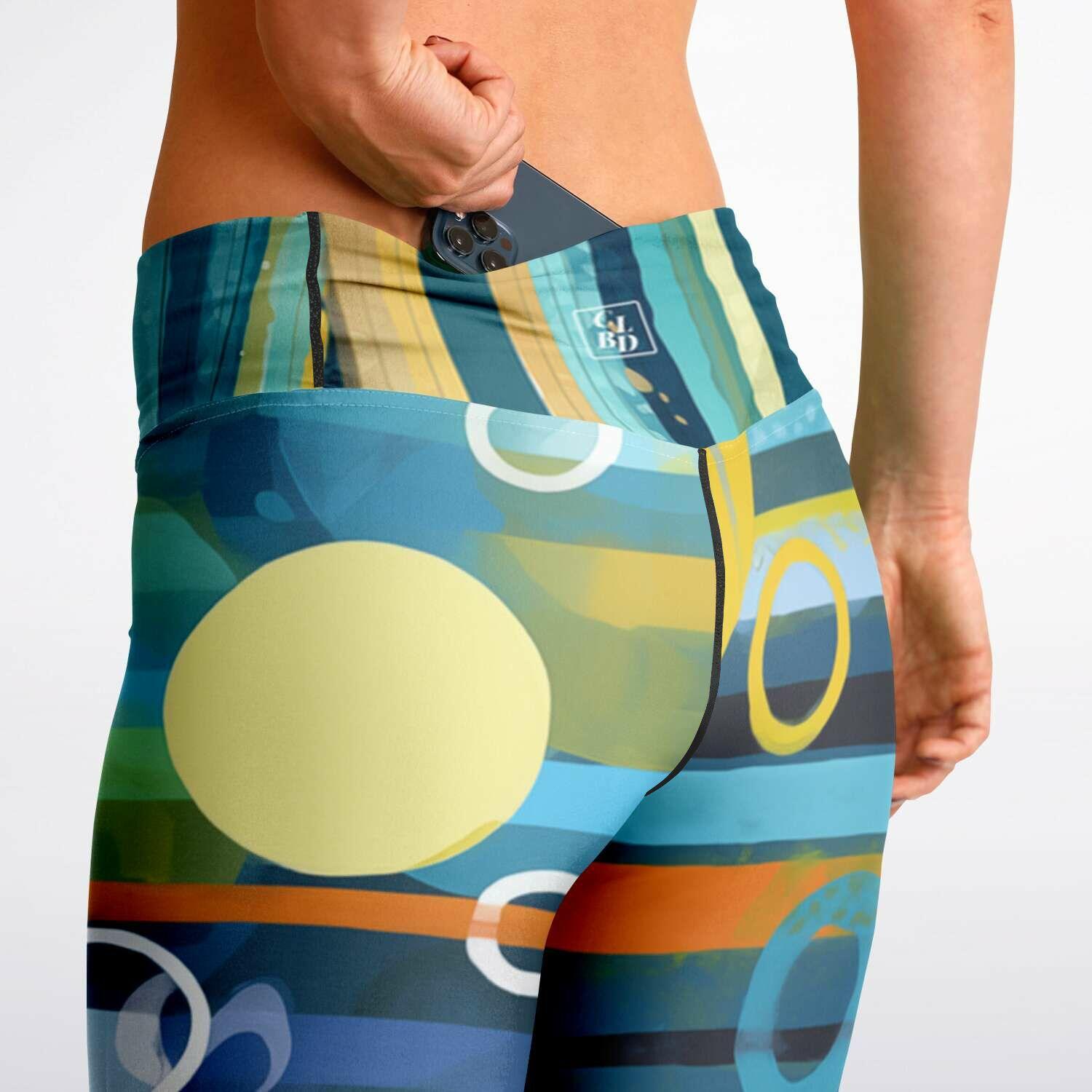 Greek Isles Blue Geometric Flare Leggings
