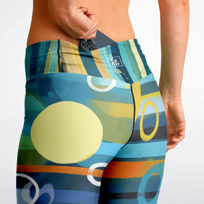 Greek Isles Blue Geometric Flare Leggings